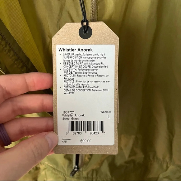 prAna Whistler Anorak Windbreaker Jacket in Sweet Grass Green L NWT - Picture 8 of 10